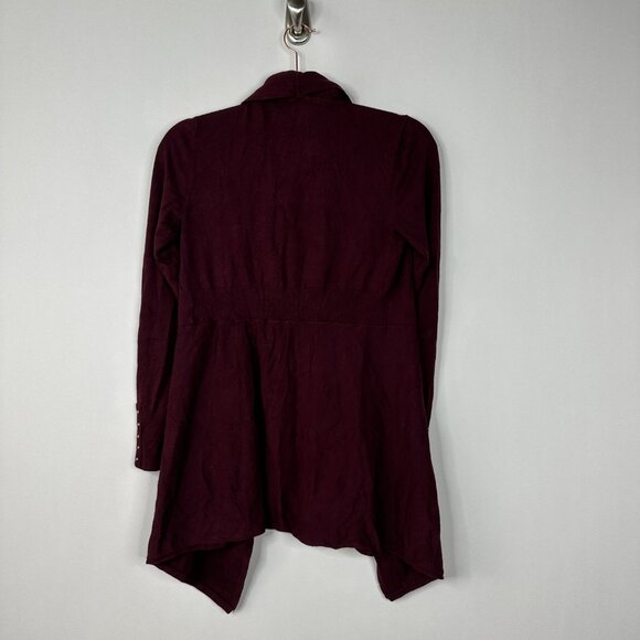 2/$30 White House Black Market Open Draped Cardigan Burgundy Small #A0704 - Picture 4 of 7